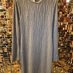 XL Brown Textured Long Sleeve Dress